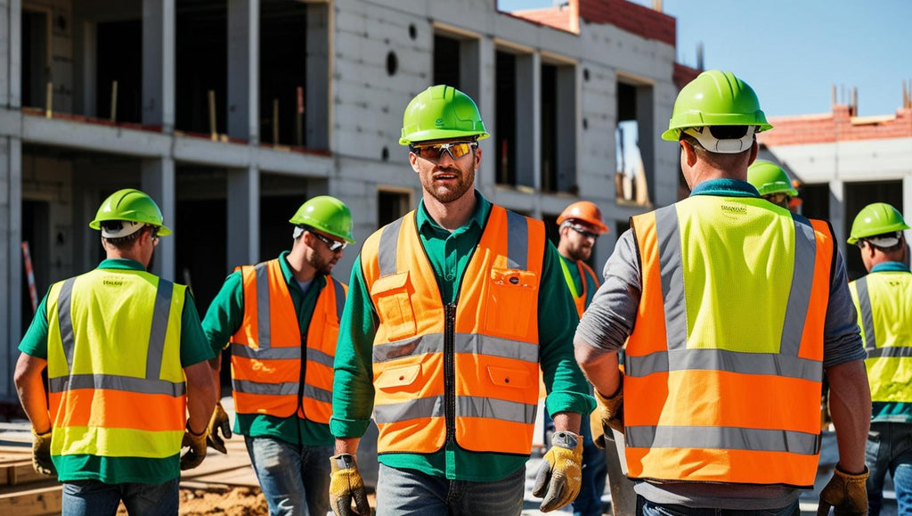 Construction Workers Wearing High Visibility Clothing