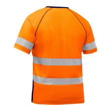Load image into Gallery viewer, Bisley 312M1118T-ON - Safety Orange Hi-Viz Short Sleeve Shirt | Back View