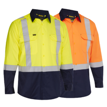 Load image into Gallery viewer, Bisley 312M6367H ANSI Type R Class 2 Vented Long Sleeve Button Down with Navy Bottom - Industrial Wash Durable | Main View