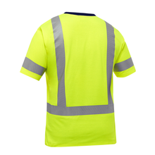 Load image into Gallery viewer, Bisley 313M1118H - Safety Green ANSI Type R Class 3 Short Sleeve T-Shirt | Back View