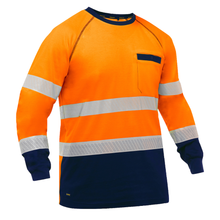Load image into Gallery viewer, Bisley 313M6118T - Safety Orange Hi-Viz Long Sleeve Shirt | Front View