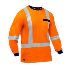 Load image into Gallery viewer, Bisley 313M6118X Safety Orange X-Back Long Sleeve Shirt | Front View
