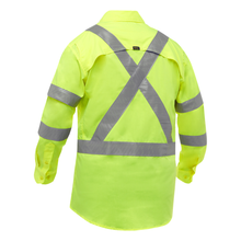 Load image into Gallery viewer, Bisley 313M6490X Safety Green ANSI Type R C 3 CSA Z96 X-Back Long Sleeve Work Shirt with X-Airflow | Back View