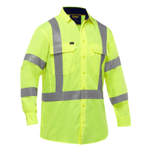 Load image into Gallery viewer, Bisley 313M6490X Safety Green ANSI Type R C 3 CSA Z96 X-Back Long Sleeve Work Shirt with X-Airflow | Front View