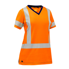 Load image into Gallery viewer, Bisley 313W1118X Safety Orange Women's X-Back Short Sleeve Shirt | Front View