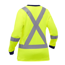Load image into Gallery viewer, Bisley 313W6118X Safety Green ANSI Type R Class 3 and CSA Z96 Class 2 X-Back Women's Long Sleeve Shirt | Back View