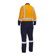 Load image into Gallery viewer, Bisley 314W6369H Safety Orange ANSI Type R Class 2 Women's Vented Coverall with Navy Bottom - Industrial Wash Durable | Back View