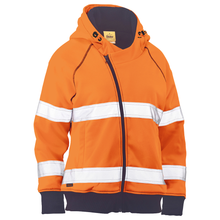 Load image into Gallery viewer, Bisley 323W6819T Safety Orange ANSI Type R Class 2 Women's Contoured Full Zip Hooded Sweatshirt with Sherpa Lining | Front View