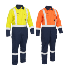 Load image into Gallery viewer, Bisley 385MFRHC Dual-Certified AR/FR Ripstop Coverall with Navy Bottom - Industrial Wash Durable | Main View