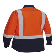 Load image into Gallery viewer, Bisley 385WFRHS Safety Orange Dual-Certified AR/FR Women's Ripstop Long Sleeve Button Down with Navy Bottom - Industrial Wash Durable | Back View