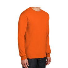 Load image into Gallery viewer, Gildan 8400 - Safety Orange Hi-Viz Long Sleeve Shirt | Front Right View