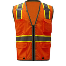 Load image into Gallery viewer, GSS 1702 – Safety Orange Surveyor Safety Vest | Front View