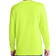 Load image into Gallery viewer, Port & Company PC55LS Safety Green High Visibility Shirt | Back View