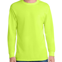 Load image into Gallery viewer, Port & Company PC55LS Safety Green High Visibility Shirt | Front View