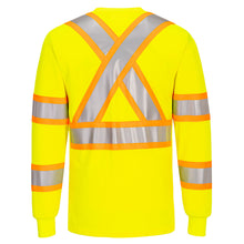 Load image into Gallery viewer, Portwest CA111 Safety Green Hi-Vis Long Sleeve Shirt | Back View
