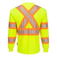 Load image into Gallery viewer, Portwest CA113 Safety Green Hi-Viz Long Sleeve Shirt | Back View