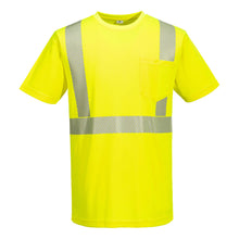 Load image into Gallery viewer, Portwest L044 Safety Green Hi-Vis Short Sleeve Shirt | Front View