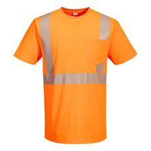 Load image into Gallery viewer, Portwest L044 Safety Orange Hi-Vis Short Sleeve Shirt | Front View