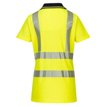 Load image into Gallery viewer, Portwest LW72 - Safety Green High Visibility Polo Shirt | Back View