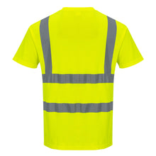 Load image into Gallery viewer, Portwest S170 Safety Green Hi-Vis Short Sleeve Shirt | Back View