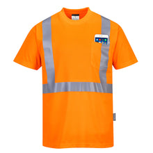 Load image into Gallery viewer, Portwest S190 Safety Orange Hi-Vis Short Sleeve Shirt | Front View