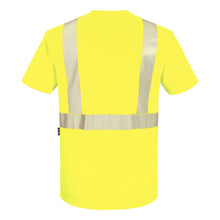 Load image into Gallery viewer, Portwest S196 Safety Green Hi-Vis Short Sleeve Shirt | Back View