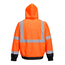 Load image into Gallery viewer, Portwest US365OBR - Safety Orange Hi-Viz Bomber Jacket | Back View