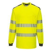 Load image into Gallery viewer, Portwest T185 Safety Green Hi-Viz Long Sleeve Shirt | Front View