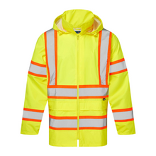 Load image into Gallery viewer, Portwest CA400 - Safety Geen High Visibility Rain Jacket | Front View