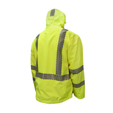 Load image into Gallery viewer, Radians RW11 - Safety Green High Visibility Rain Jacket | Back Right View