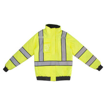 Load image into Gallery viewer, Radians SJ930-3 – Safety Green Hi-Viz Bomber Jacket | Front Flat View