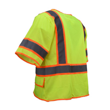 Load image into Gallery viewer, Radians SV2725-3ZGM - Safety Green Flame Resistant Safety Vest | Back Left View