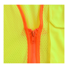 Load image into Gallery viewer, Radians SV2725-3ZGM - Safety Green Flame Resistant Safety Vest | Zipper Closeup View
