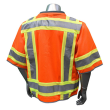 Load image into Gallery viewer, Radians SV55-3ZGD - Safety Orange Surveyor Safety Vest | Back Left View