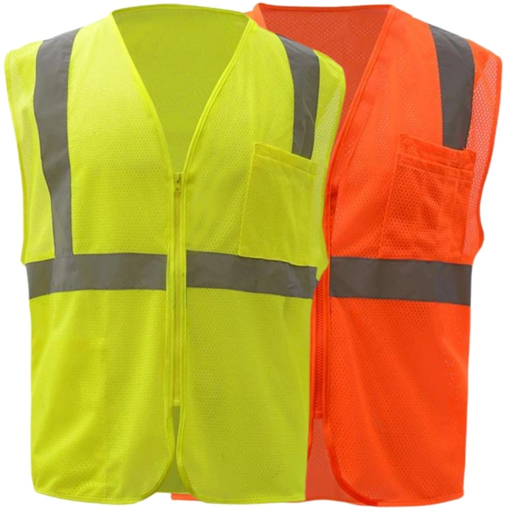 Gilet de sécurité standard en maille avec glissière de classe 2 GSS Safety  1002, orange, 2TG