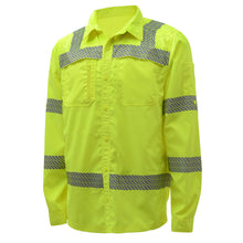 Load image into Gallery viewer, GSS 7505 - Safety Green Hi-Viz Button Down Shirts | Front Left View
