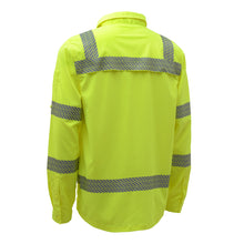 Load image into Gallery viewer, GSS 7505 - Safety Green Hi-Viz Button Down Shirts | Back Left View