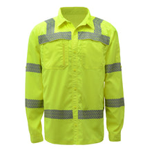 Load image into Gallery viewer, GSS 7505 - Safety Green Hi-Viz Button Down Shirts | Front View