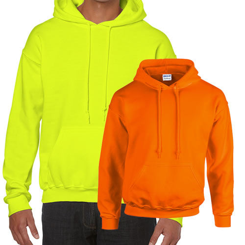 Safety Orange Fleece Hooded Zip Up Sweatshirt *Custom Printing Available* -  Safety Imprints