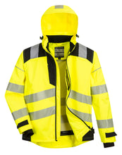 Load image into Gallery viewer, Portwest PW360YBR - Safety Green Hi-Viz Rain Jacket | Front View 2