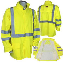 Load image into Gallery viewer, Radians RW10-3S1Y - Safety Green Hi-Viz Rain Jacket | Image Collage