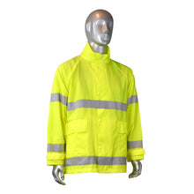 Load image into Gallery viewer, Radians RW25-3ZGV - Safety Green Hi-Viz Rain Jacket | Front Right View