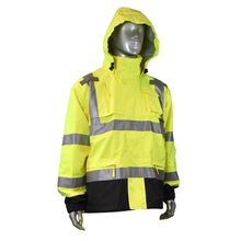 Load image into Gallery viewer, Radians RW32-3Z1Y | Safety Green Hi-Viz Rain Jacket | Front Right View
