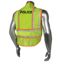 Load image into Gallery viewer, Radians LHV-207-OSPT-POL - Orange Trim Police Safety Vest | Back View