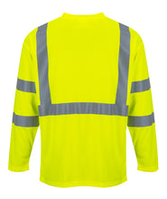 Load image into Gallery viewer, Portwest S191YER - Safety Green Hi-Viz Long Sleeve Shirt | Back View