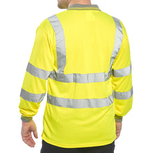 Load image into Gallery viewer, Portwest S277YER - Safety Green Hi-Viz Polo Shirt | Back Left View