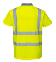 Load image into Gallery viewer, Portwest S477YER - Safety Green Hi-Viz Polo Shirt | Back View