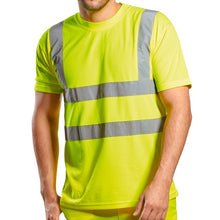 Load image into Gallery viewer, Portwest S478YER - Safety Green Hi-Viz Short Sleeve Shirts | Front Left View