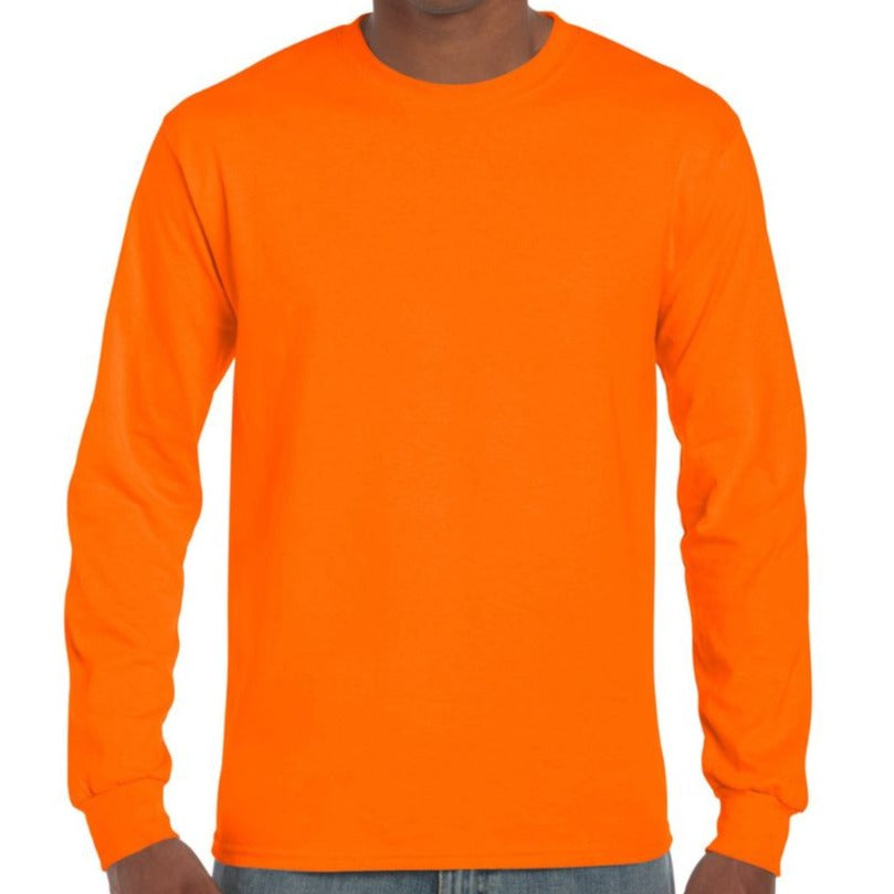 Gildan Men's Heavy T-Shirt - Safety Orange 4XL | 100% Cotton Taped Neck Jersey Tee