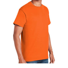 Load image into Gallery viewer, Gildan 5000 – Safety Orange Hi-Viz Short Sleeve Shirt | Front Right View Gildan 5000 – Safety Orange Hi-Viz Short Sleeve Shirt | Side View